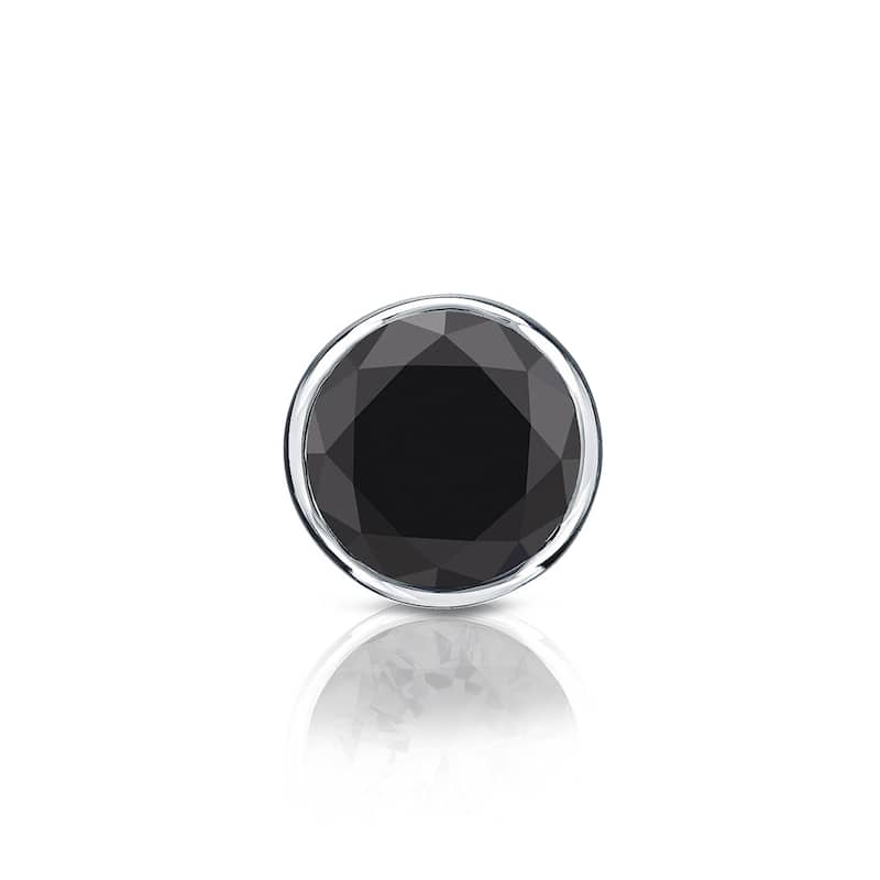 Auriya 1/2ctw Bezel-Set Round Black Diamond SINGLE (1) Stud Earring 14k Gold