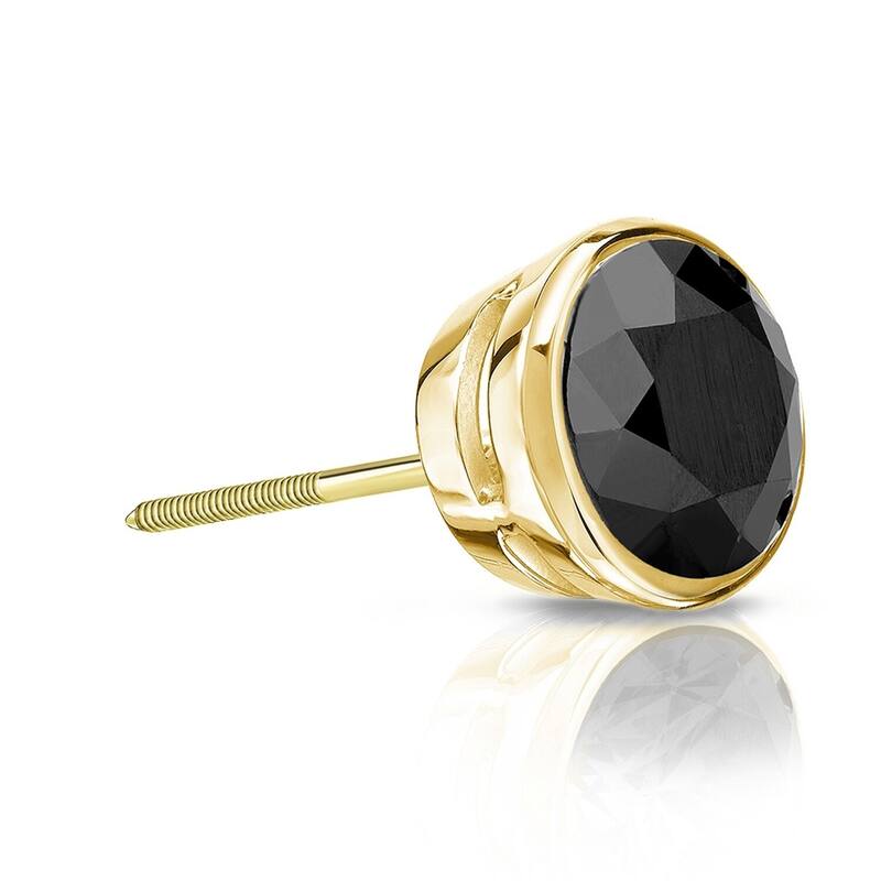 Auriya 1/2ctw Bezel-Set Round Black Diamond SINGLE (1) Stud Earring 14k Gold