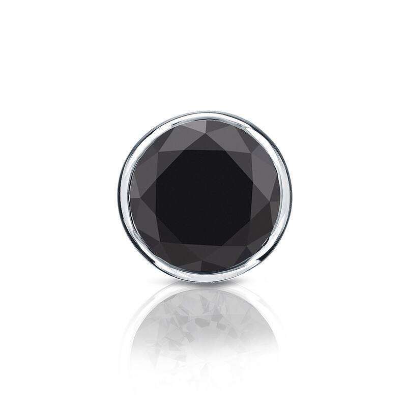 Auriya 3/4ctw Bezel-Set Round Black Diamond SINGLE (1) Stud Earring 14k Gold
