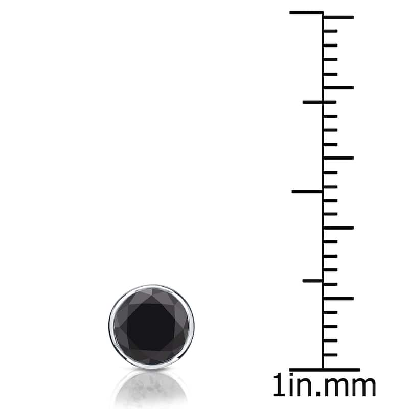 Auriya 3/4ctw Bezel-Set Round Black Diamond SINGLE (1) Stud Earring 14k Gold