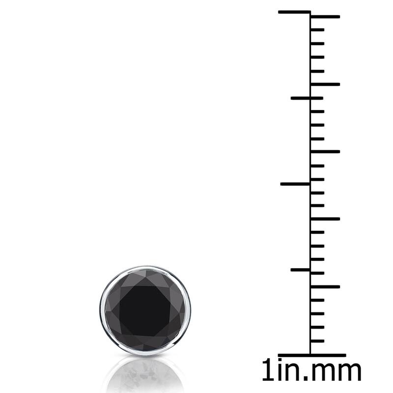 Auriya 14k Gold 1ct TDW Bezel-Set Round SINGLE (1) Black Diamond Stud Earring
