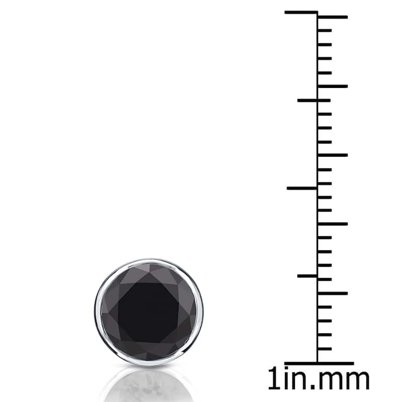 Auriya 14k Gold 1 1/4ct TDW Bezel-Set Round SINGLE (1) Black Diamond Stud Earring
