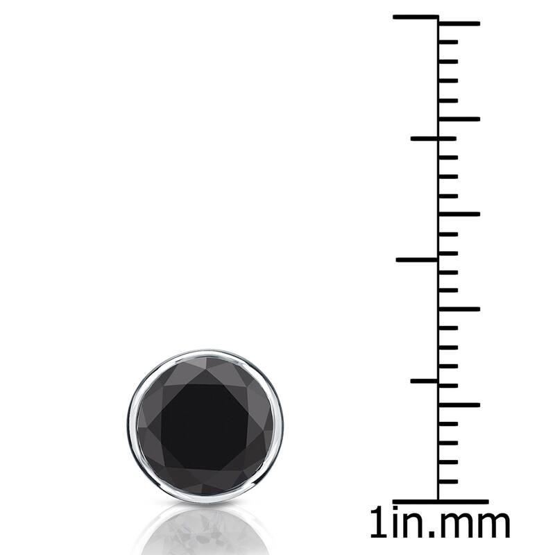 Auriya 1 1/2ctw Bezel-Set Round Black Diamond SINGLE (1) Stud Earring 14k Gold