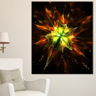 Designart "Orange Yellow Green Fractal Flower" Flower Canvas Print Artwork