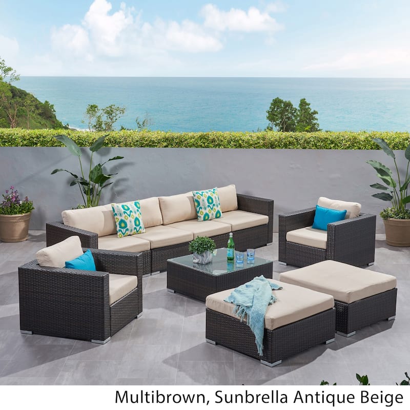 Santa Rosa Outdoor Wicker 9-Piece Sectional Sofa with Cushions