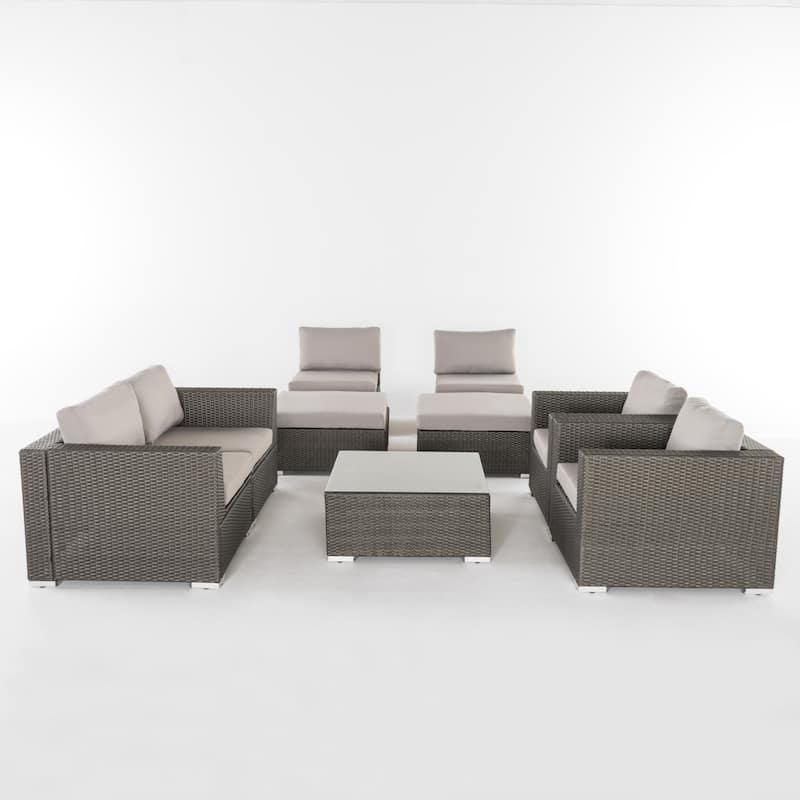 Santa Rosa Outdoor Wicker 9-Piece Sectional Sofa with Cushions