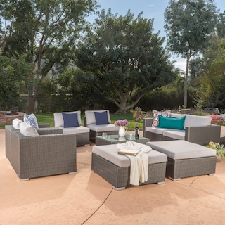 Santa Rosa Outdoor Wicker 9-Piece Sectional Sofa with Cushions