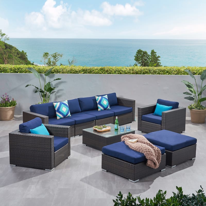 Santa Rosa Outdoor Wicker 9-Piece Sectional Sofa with Cushions