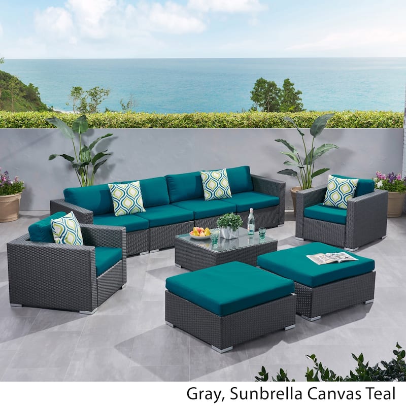 Santa Rosa Outdoor Wicker 9-Piece Sectional Sofa with Cushions