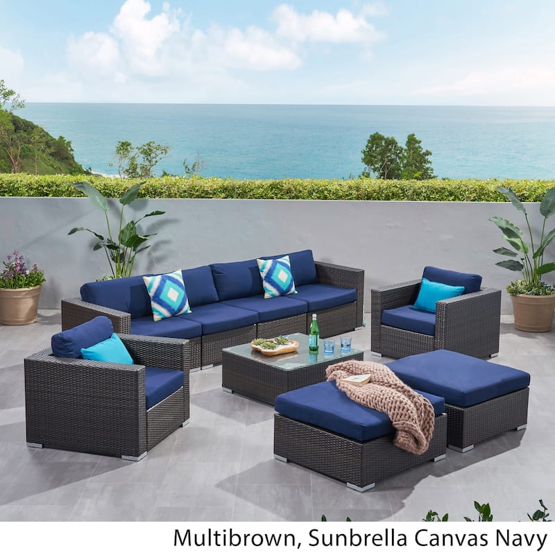 Santa Rosa Outdoor Wicker 9-Piece Sectional Sofa with Cushions