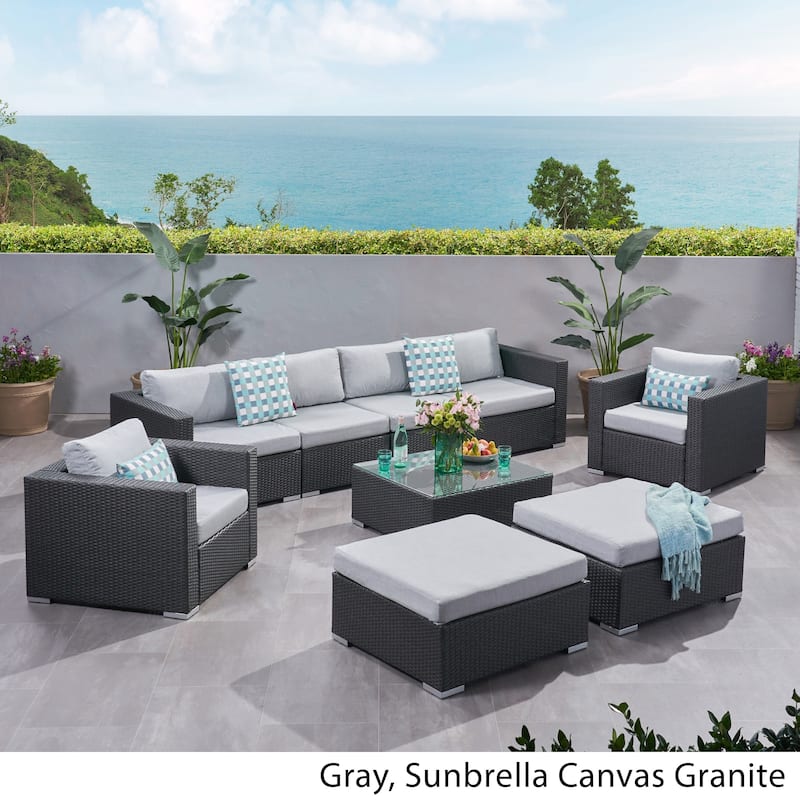 Santa Rosa Outdoor Wicker 9-Piece Sectional Sofa with Cushions