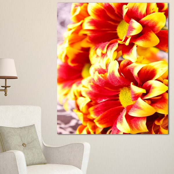 Designart 'Red Yellow Flower Background Photo' Large Floral Canvas ...