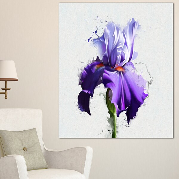 Shop Designart 'Beautiful Blue Iris Watercolor Sketch' Flower Canvas ...