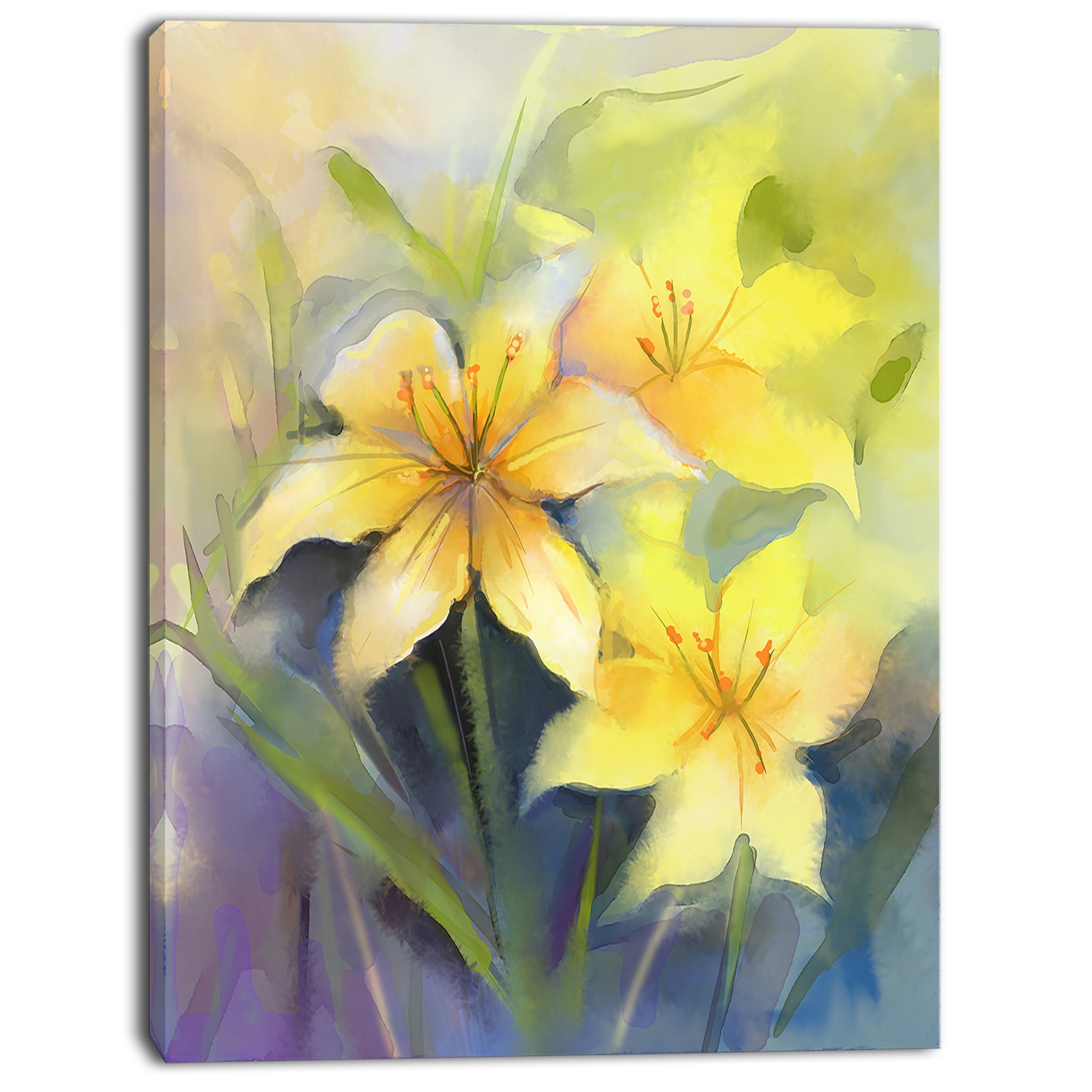 Shop Watercolor Painting Yellow Lily Flower Large Floral Canvas