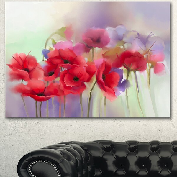 Shop Designart 'Watercolor Red Poppy Flowers Painting' Large Floral ...
