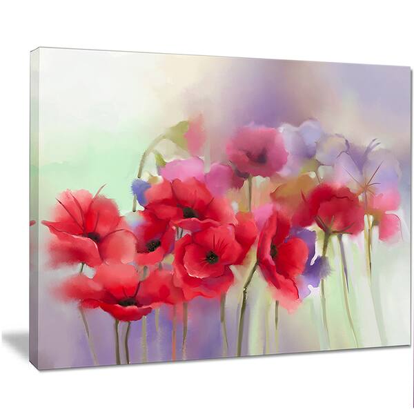 Shop Designart Watercolor Red Poppy Flowers Painting Large