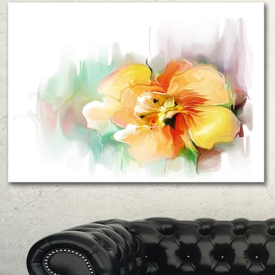 Designart "Beautiful Yellow Flower Drawing" Extra Large Floral Wall Art