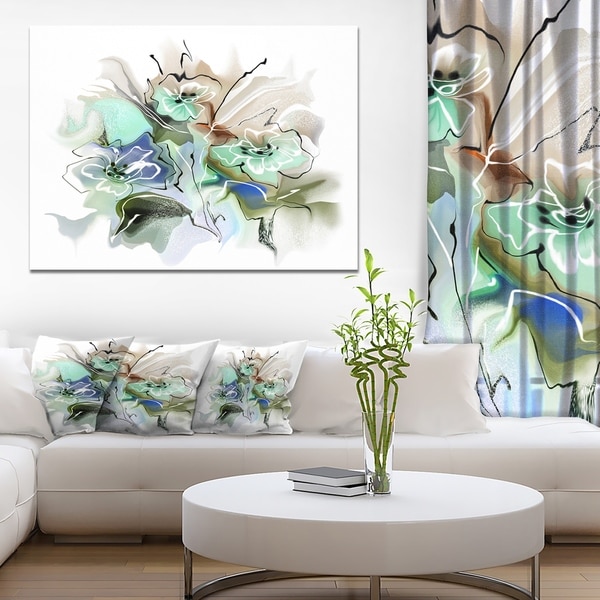 Designart 'Textured Floral Watercolor' Extra Large Floral Wall Art