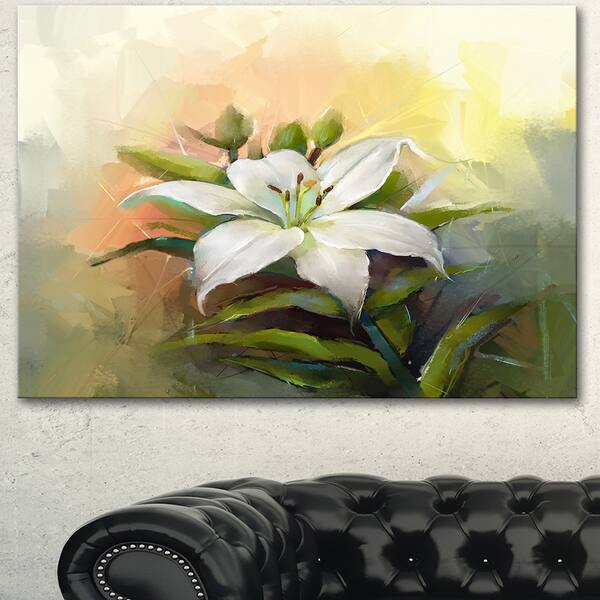 White Lily Flower ' Modern Floral Wall Art Canvas Overstock 13165075