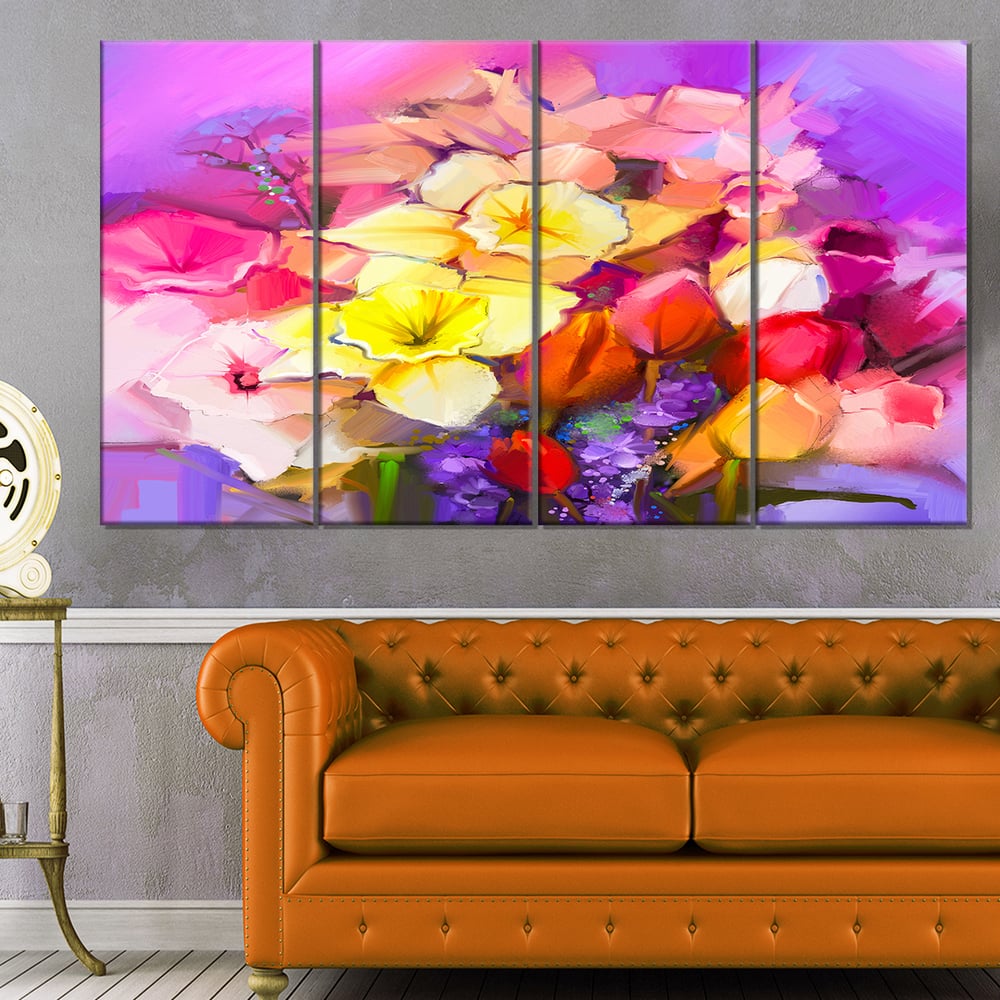 Designart "Bouquet of Daffodil and Tulip Flowers" Modern Floral Wall