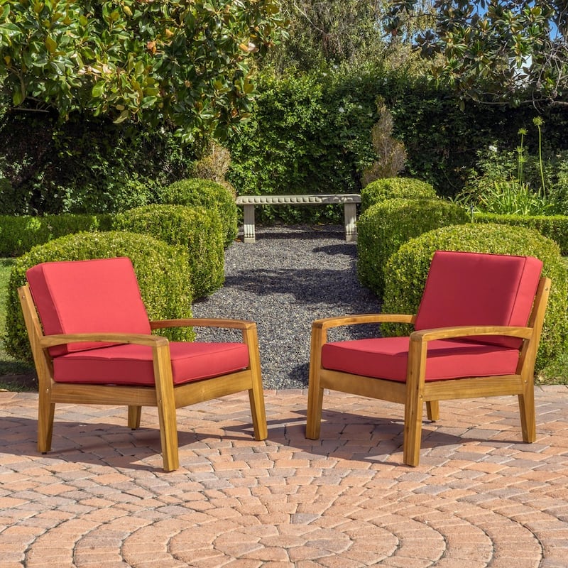 Grenada Outdoor Wood Club Chair (Set of 2) by Christopher Knight Home - Red