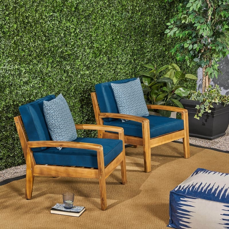 Grenada Outdoor Wood Club Chair (Set of 2) by Christopher Knight Home - Dark Teal