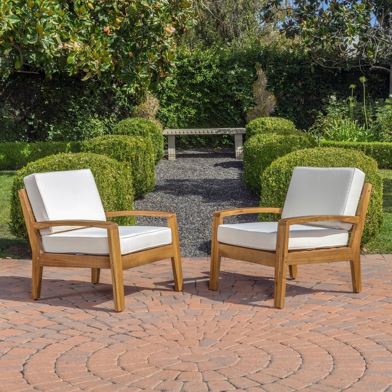 Grenada Outdoor Wood Club Chair (Set of 2) by Christopher Knight Home - Beige