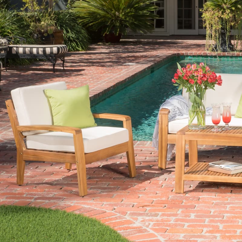 Grenada 4-pc. Outdoor Wood Chat Set by Christopher Knight Home
