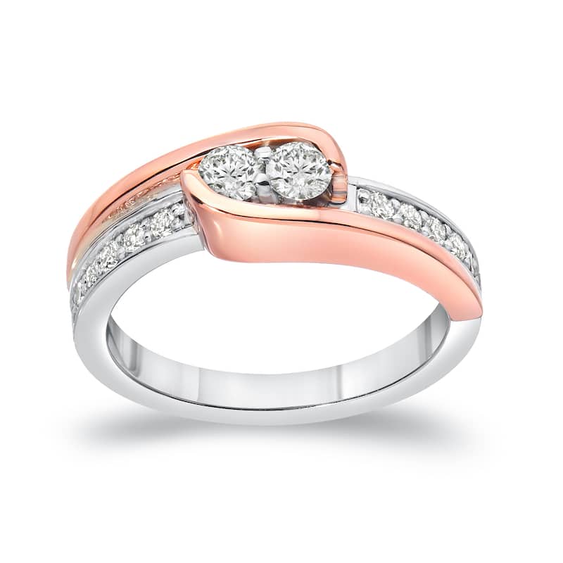 Auriya 1/2ctw Round 2-Stone Diamond Engagement Ring 14k Two-Tone Gold