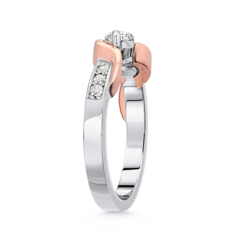 Auriya 14k Two-Tone Gold 1ct TDW Round 2-Stone Diamond Engagement Ring (J-K, I1-I2)