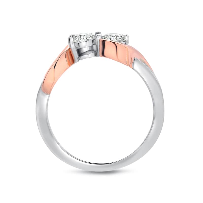Auriya 14k Two-Tone Gold 1ct TDW Round 2-Stone Diamond Engagement Ring (J-K, I1-I2)