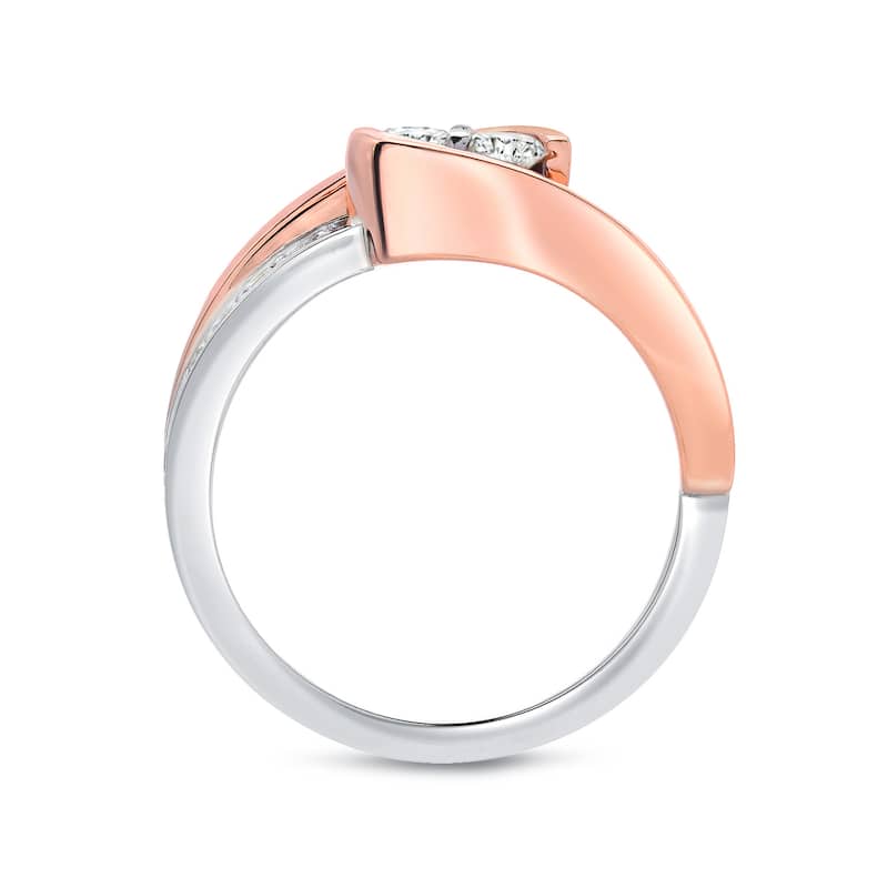 Auriya 14k Two-Tone Gold 3/4ct TDW Round 2-Stone Diamond Engagement Ring