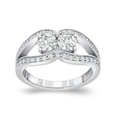 Auriya 14k Gold 1/2ct TDW Round 2-Stone Diamond Engagement Ring