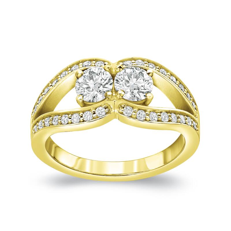 Auriya 14k Gold 1/2ct TDW Round 2-Stone Diamond Engagement Ring