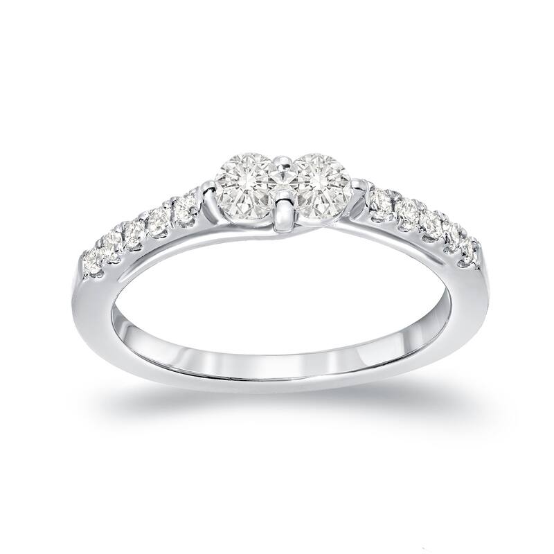 Auriya 14k Gold 1/2ct TDW Round 2-Stone Diamond Engagement Ring