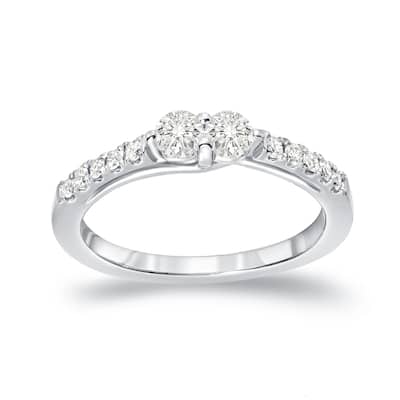 Auriya 14k Gold 1/2ct TDW Round 2-Stone Diamond Engagement Ring