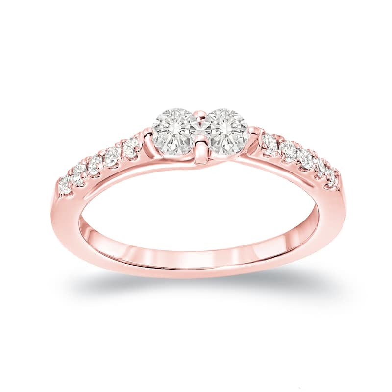 Auriya 14k Gold 1/2ct TDW Round 2-Stone Diamond Engagement Ring