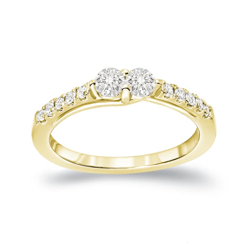 Auriya 14k Gold 1/2ct TDW Round 2-Stone Diamond Engagement Ring