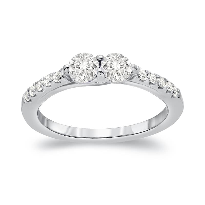 Auriya 14k Gold 3/4ct TDW Round 2-Stone Diamond Engagement Ring (J-K, I1-I2)