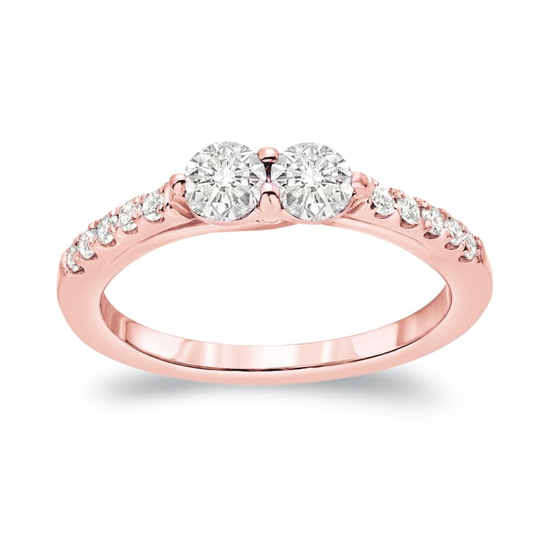 Auriya 14k Gold 3/4ct TDW Round 2-Stone Diamond Engagement Ring (J-K, I1-I2)