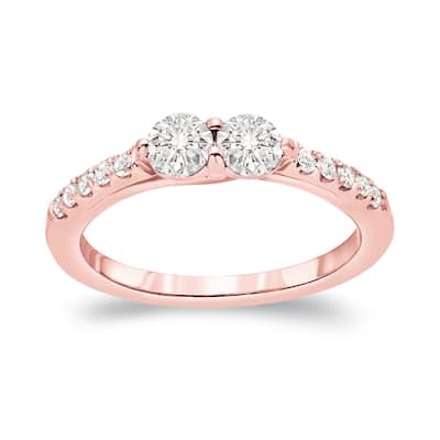 Auriya 14k Gold 3/4ct TDW Round 2-Stone Diamond Engagement Ring (J-K, I1-I2)