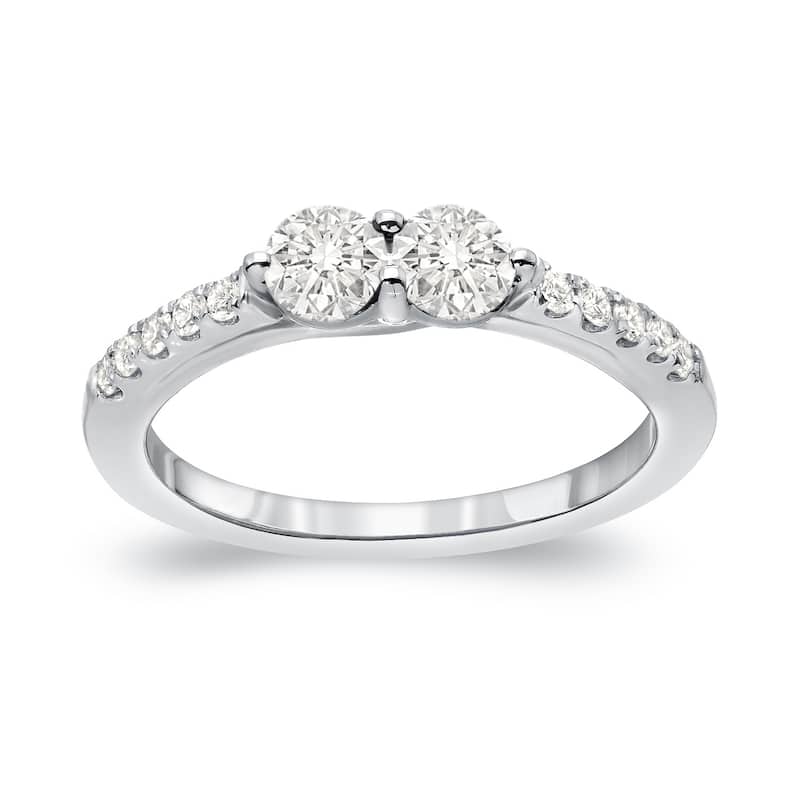 Auriya 14k Gold 1ct TDW Round 2-Stone Diamond Engagement Ring (J-K, I1-I2)