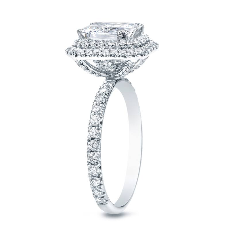 Auriya 18k Gold 3ctw Cushion-cut Halo Diamond Engagement Ring Certified (J-K, VS1-VS2)