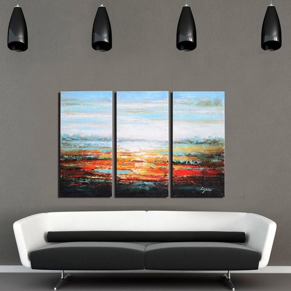 Shop Hand Painted Under The Sky 3 Piece Gallery Wrapped Canvas Art