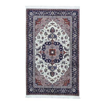 Shahbanu Rugs Sino Tabriz Ivory Wool/Silk 200-kpsi Handmade Rug (5' x 8'1)