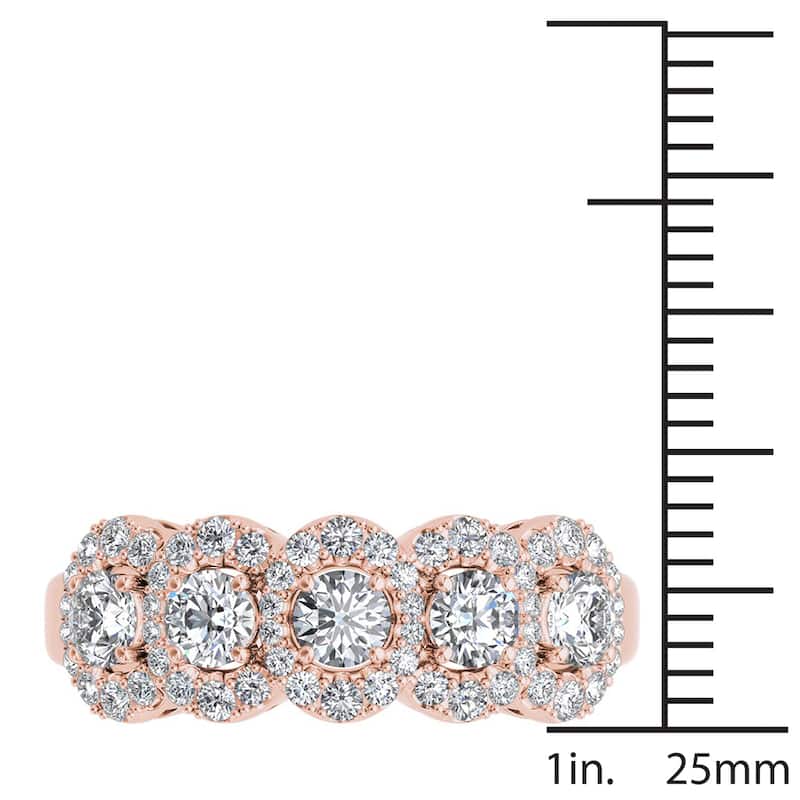 De Couer IGI Certified 14k Rose Gold 1 1/10 ct TDW Diamond Halo Ring - Pink