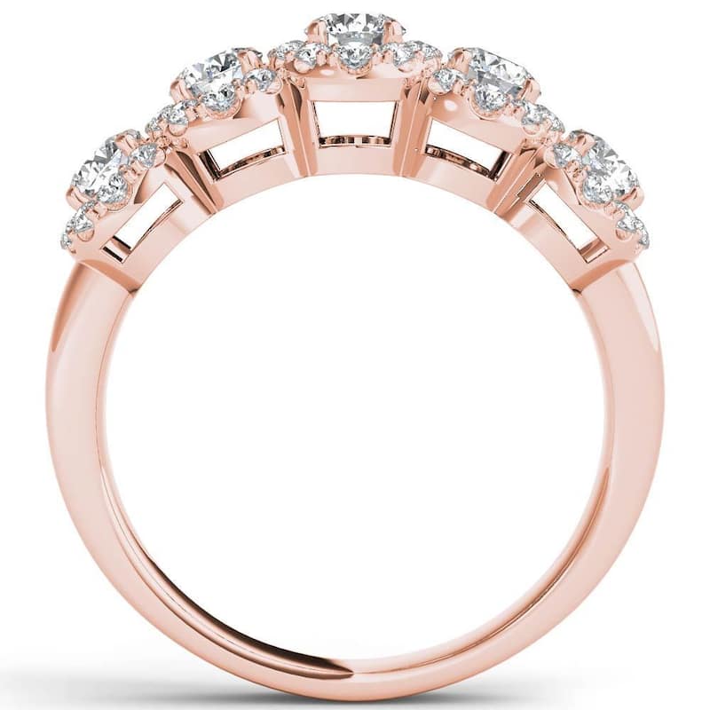 De Couer IGI Certified 14k Rose Gold 1 1/10 ct TDW Diamond Halo Ring - Pink