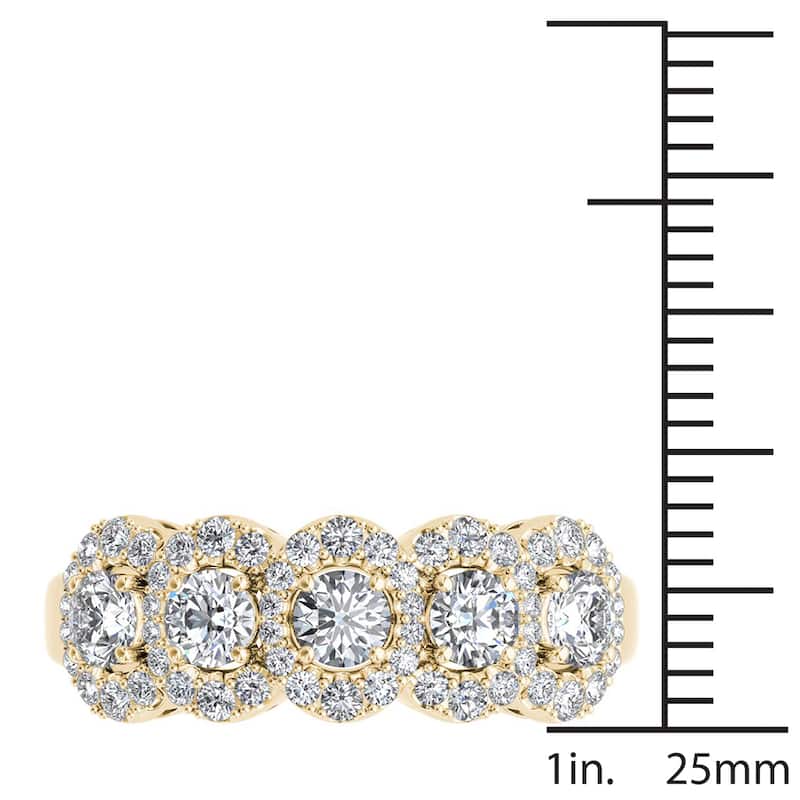 De Couer IGI Certified 14k Yellow Gold 1 1/10ct TDW Diamond Halo Ring