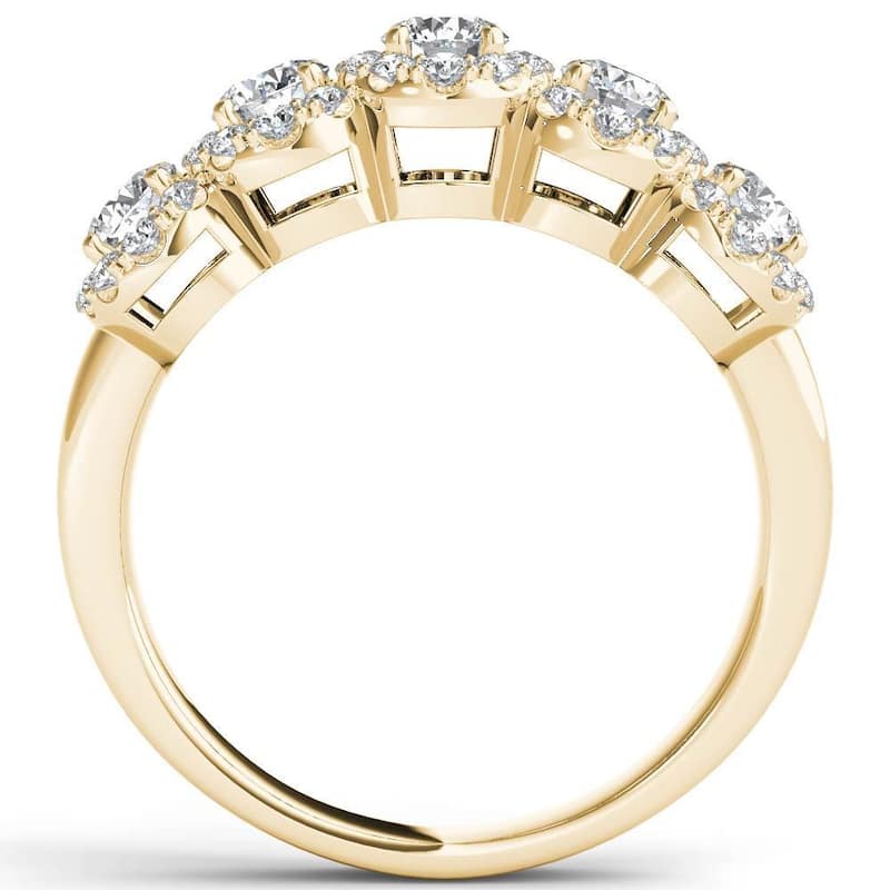 De Couer IGI Certified 14k Yellow Gold 1 1/10ct TDW Diamond Halo Ring
