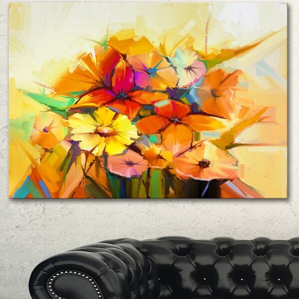 Shop Designart 'Fantastic Colorful Gerbera Flowers' Modern Floral Wall ...